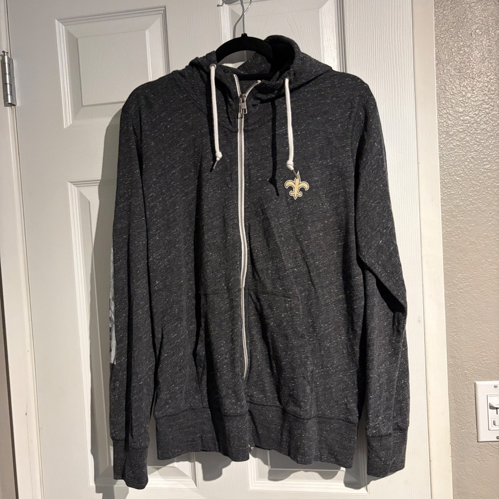 Nike NFL New Orleans Saints Full Zip Hoodie Charcoal Grey XL Fleur De Lis